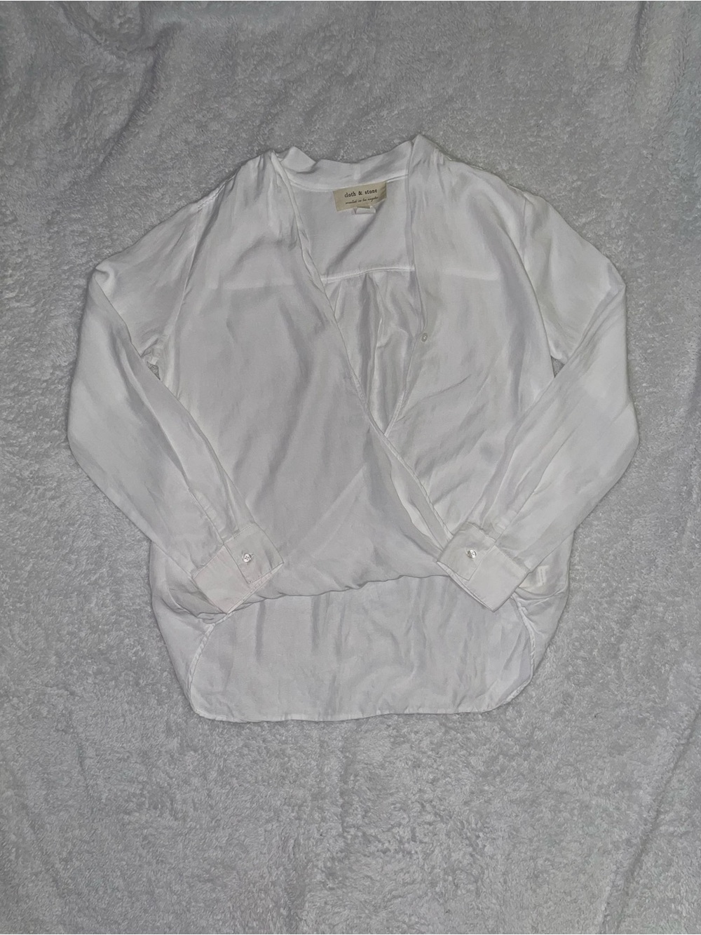 Cloth & Stone White Surplice Satin Blouse